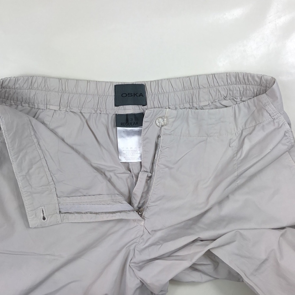 OSKA High Rise Elastic Waist Off White Cotton Cropped Wide Leg Pants Inseam 25” - Picture 11 of 16